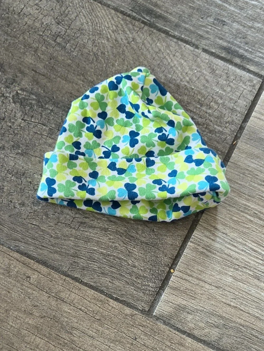 Zutano EUC 3 Months Blue/Green Shamrock Print Footie Romper and Hat
